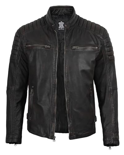 Image of Decrum Men's Casual Real Lambskin Leather Jacket with Zipper Closure