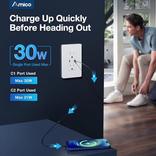 Prise USB-PD3.0 Amico double USB C charge rapide 30W - 3