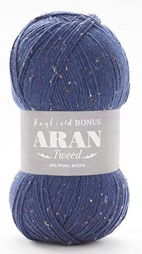 Bonus Aran Tweed for Knitting Wool and Crochet Wool Soft Luxurious Aran Tweed Ball - 400g 840m/920y-PopBlue- 1 Ball