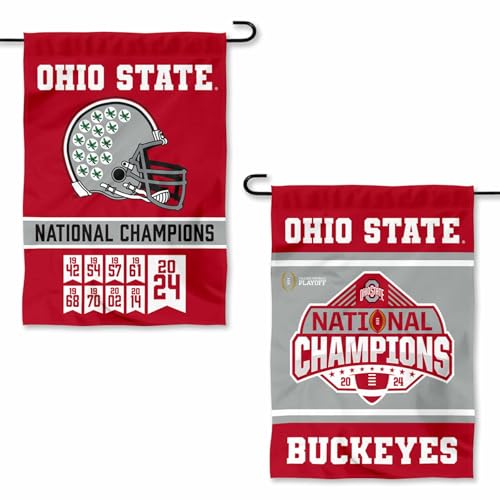 Ohio State Buckeyes 9 Time and 2024 National Champions Double Sided Garden Banner Flag