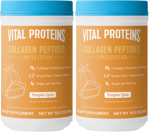 Image of Vital Proteins Pumpkin Spice Collagen Peptides, 20g Collagen Peptides, Healthy Hair, Skin, Nails & Joints (Pack of 2)