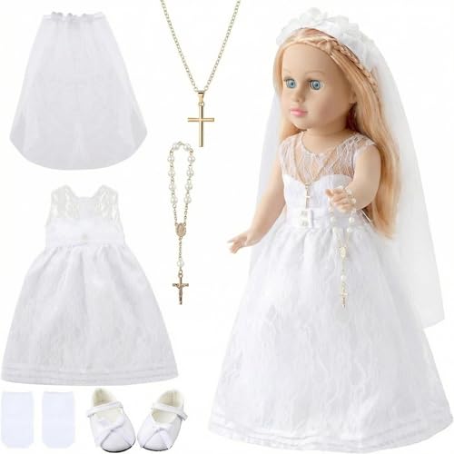 Vêtement poupée américaine de 45,7 cm : coffret cadeau robe de communion
