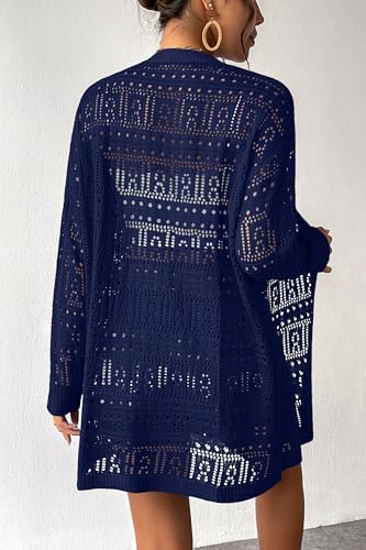 Image of Zeagoo Womens 2026 Summer Crochet Cardigan Sweaters Lightweight Long Sleeve Open Front Kimono Boho Knit Cover Ups