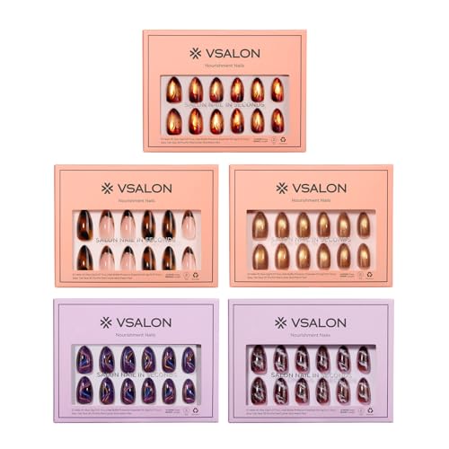 VSALON Press on Nails Almond Maillard Series - Brown Color