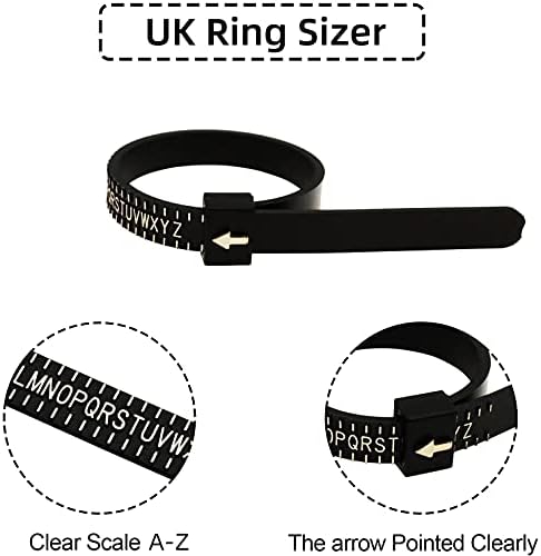 Ring Sizer UK A-Z US Ring Sizer Gauge Set Finger Size Measurer Women Mens ring measurement tool Sizing Belt Measurement Scales Kit Tools for Measuring Rings Diameters