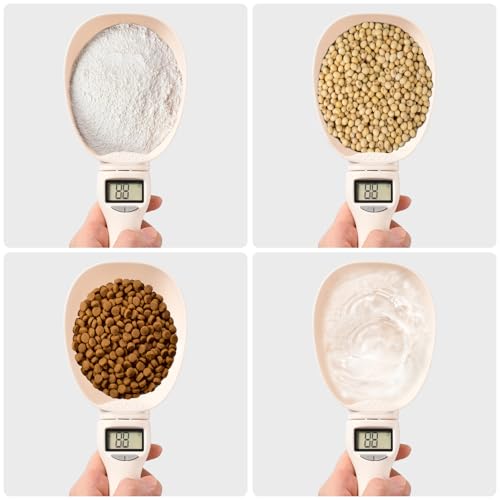 Pumwoy Digitale Löffelwaage, Löffelwaage Hundefutter Hundefutter Messbecher, Tierfutter-Messschaufel mit LCD Anzeige, Digital Measuring Spoon Abnehmbare Wiegelöffel Messen von Haustierfutter