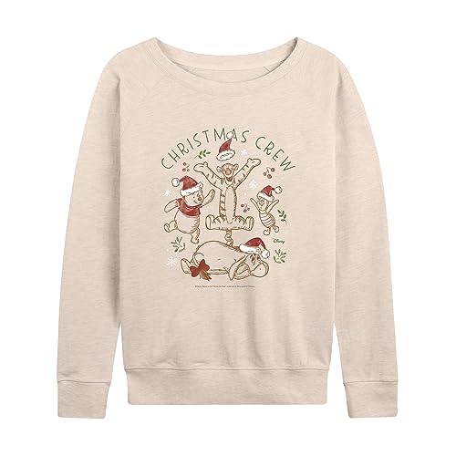 Disney Winnie The Pooh - Tigger, Pooh, Eeyore, & Piglet Christmas Crew - Women's Lightweight French Terry Pullover