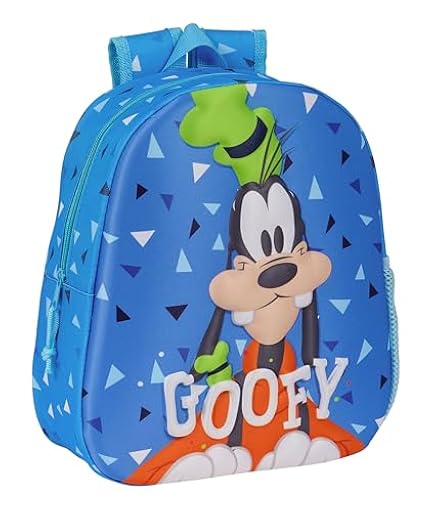 Safta GOOFY - Mochila Escolar, con Diseño 3D, Adaptable a Carro, Ideal para Niños de Diferentes Edades, Cómoda y Versátil, Calidad y Resistencia, 27x10x33 cm, Color Azul | Ya disponible en tu tienda friki favorita! En mundofriki.es!