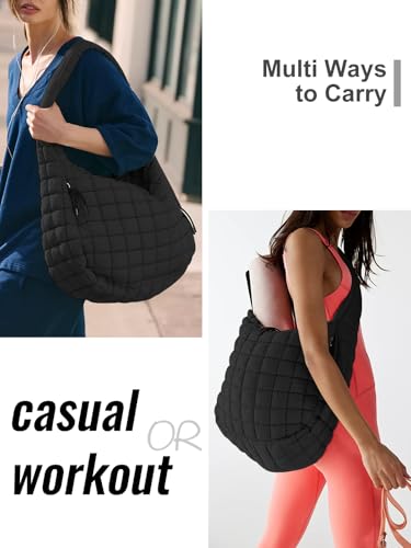 Image of Puffer Tote Bag for Women initial Tote Bag Quilted Large Carryall Bag Puffy Cross-body Bag Hobo Handbags