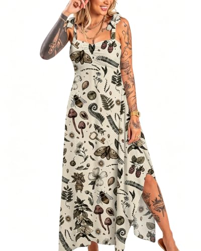 Image of Womens Summer Dresses Sleeveless Casual Sundress with Tie Straps Women's Maxi Beach Dress Vacation Outfits for Woman