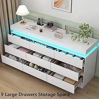 Gyfimoie 9 Drawer Dresser with Power Outlet, Modern Dresser with LED Light — image 5