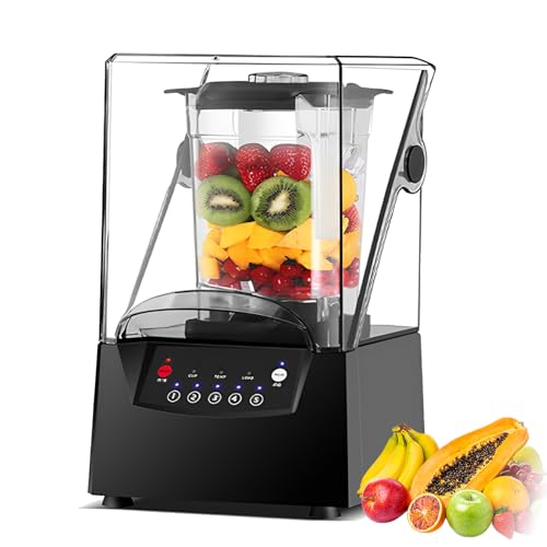 Licuadora Comercial Para Smoothies, Licuadora Silenciosa De Alta Velocidad Y Alta Resistencia Con 6 Cuchillas, Función De Autolimpieza, Para Batidos, Bebidas Congeladas Y Smoothies De Frutas