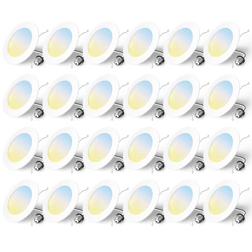 FREELICHT 5/6 Inch 5CCT LED Recessed Lighting 24 Pack, 1000LM Ultra-Thin Flat LED Can Lights, Dimmable, IC Rated, 10W Eqv 110W, 2700K/3000K/4000K/5000K/6000K Selectable, Retrofit- ETL & FCC