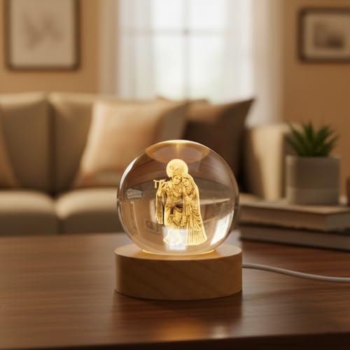 Image of 3D Crystal Radha Krishna Lamp LED Light Base with Laser Engraved Divine Idol in Glass Spiritual Night Light for Home, Temple, Office Hindu God Gift for Pooja, Festivals & Decor