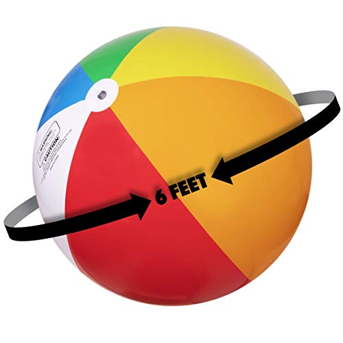 Narwhal Novelties 6 Foot Large Beach Ball; Rainbow, Gigantic, Jumbo Inflatable Beach Ball (6 Foot Beach Ball)