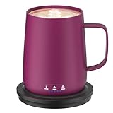 Smart Self Heating Coffee Mug,14oz Temperature Control Coffee Mug,Hot up to 150°F,Rechargeable Heated Coffee Mug,Up to 6H Battery Life,Coffee Cup Warmer,Great Gift for Coffee Lovers,Dad,Mom (Rose Red)