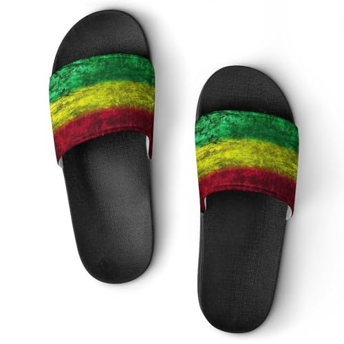 Red Yellow Green Rasta Flag House Slippers for Women Men Shower Slides Bathroom Sandals