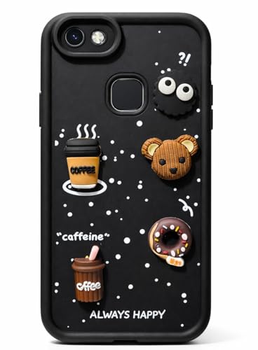 Image of Bintage Case Cute Fun Taddy| 3D Ball Bear| Donut| Coffee Rubber Case Camera Protection Back Cover Compatible for Vivo V7 Plus - Black