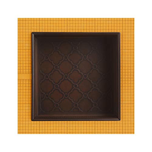 Questech Schluter Kerdi Board 12 x 12 inch Recessed Shower Niche Tile Grout Ready Shelf, Arabesque, Oil Rubbed Bronze Finish