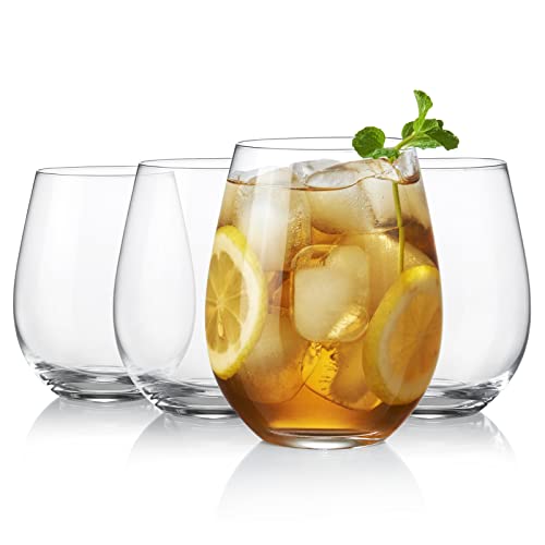 KING CRYSTAL Crystal Wine Glasses Champagne Stemless Glasses Drinking Glasses 19 oz Set of 4 Drinking Glasses Driking Glasses Dishwash safe