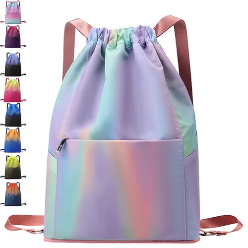 AUNGKWANG Niños Mochila de Fitness, Mochila Deportiva, Deportiva Impermeable Bolsa de Playa, 31 * 14 * 46 cm Bolsa de Deporte, Mochila Cuerdas para Mujer Hombre, para Compras Deporte Viaje