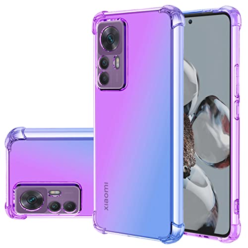 Gufuwo Funda para Mi 12T Pro/Mi 12T/Redmi K50 Ultra Case Ultrafina Degradé Antiarraños con TPU Flexible y Protección Antigolpes Funda Protectora para Xiaomi 12T Pro Morado/Azul