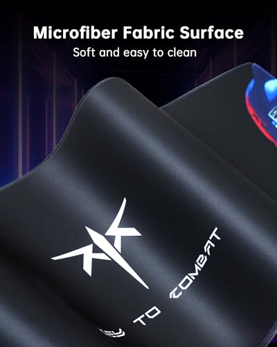 Image of KTC Large Mouse Pad Gaming, Mouse Mat with Microfiber Fabric Surface, Extended Desk Mousepad with Stitched Edges, Non-Slip Rubber Base, 27.5 x 11.8 in, Black, for Gamer Office Home