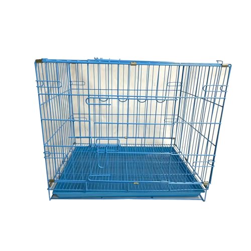 Image of Berlin's Small Puppy Dog Cage, Foldable Portable Crate, Double Door with Latches, Removable Tray,(18x14x12inches) (Sky Blue, 18 Inch)