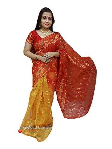 Sari Jamdani en coton bleu marine vêtement élégant pour fêtes et grandes occasions