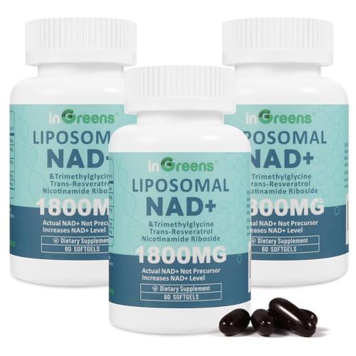 inGreens 1800mg Liposomal NAD+ Supplement 180 Softgels Replaces NMN Boost NAD+ Aging Defense Cellular Energy (3)