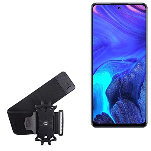 BoxWave Holster Compatible with Infinix Note 10 Pro - ActiveStretch Sport Armband, Adjustable Armband for Workout and Running - Jet Black