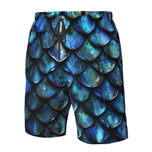 Men's Quick Dry Swim Shorts Dragon Scales Dark Fantasy Style Green Blue Beach Trunks with Pockets4
