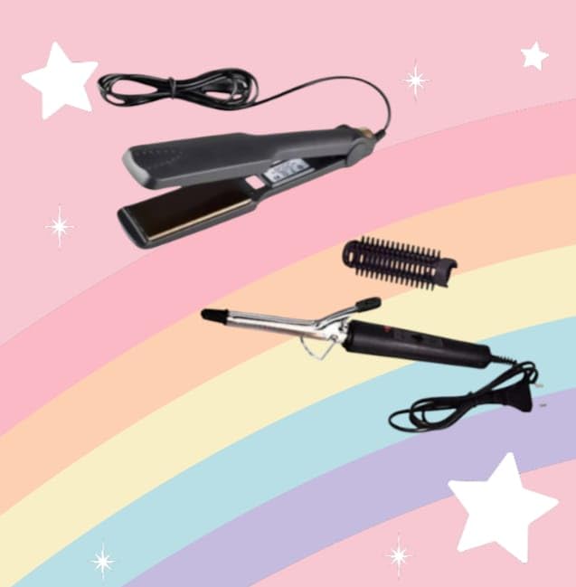 VYNEX Professional Hair Styling Set with Flat Iron, Curling Wand and Brush Attachments, Electric Powered Hair Straightener and Curler Combo for Smooth, Shiny and Frizz-Free Hair β Black 1