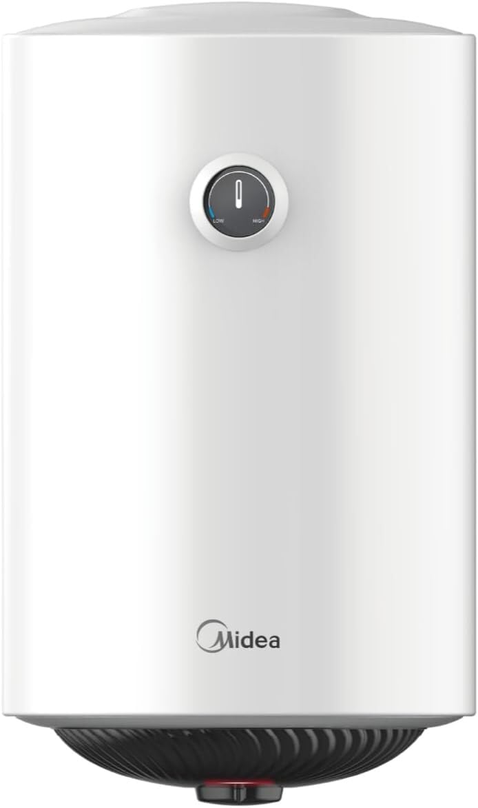 MIDEA Termo Eléctrico 80 litros, 1500 W, 80,5 x 45 cm, Depósito de Titanio | Termostato Ajustable, Kit Instalación, Anticorrosión, Calentador de Agua Eléctrico Vertical con Protección Sobrecalentamiento