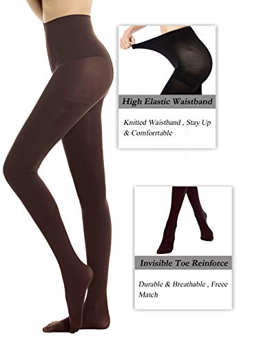 Dancmolly Women's Semi Opaque Tights Basic Control-Top Footed Hosiery (Dark Green, X-Large) #TOP2