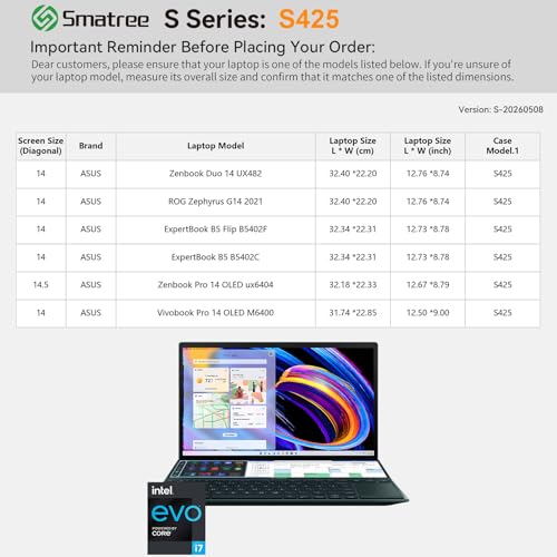 Image of Smatree SlimPro Laptop Case for 14 inch ASUS Zenbook Duo 14 UX482