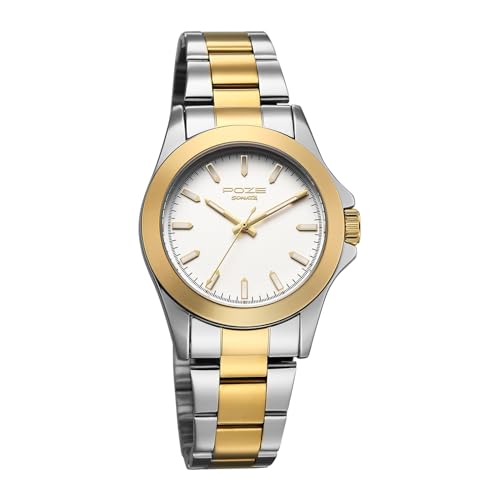 Image of Sonata Poze 8 Quartz Analog with White Dial IPS+IPG Stainless Steel Strap Watch for Men - SP70105BM01W
