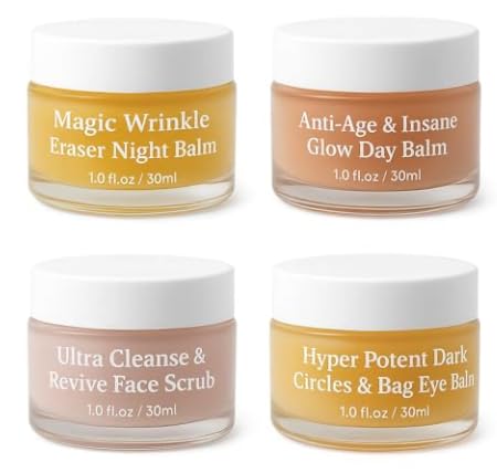 Mature Skin 4-in-1 Face Balm Set | Pomegranate Arnica & Arctic Rosehip | Hydrating Moisturizer for Womens Aging Skin