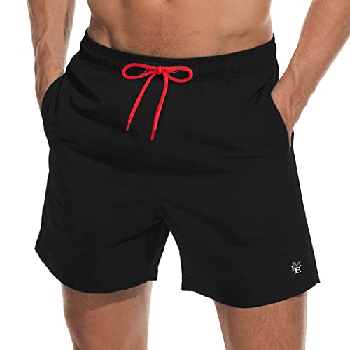 fashion skytill Swim Shorts Swim Trunks Men's Quick Dry Board Shorts Beach Shorts with Mesh Lining Casual Loose Home Pants Black, Large