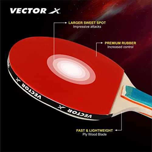 Image of Vector X Combo Set of Table Tennis Rackets Rubber | Light Weight |Comfortable Grip |Wooden Material | Best Combo Set |(Pack of 2 Bats and 3 Balls)
