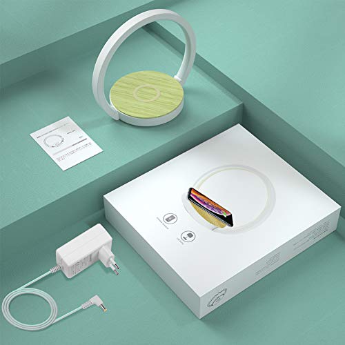 ELEHOT-Store Lamparas de Mesita de Noche con Cargador Inalámbrico Lampara Led Escritorio Control Tactil Lámpara de Mesa 3 Intensidades Lampara Cargador Inalambrico, 10W