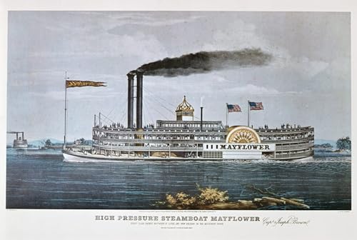 Le bateau à vapeur Mayflower affiche portrait art Nathaniel Currier