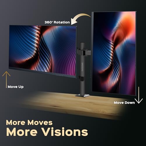 Image of iVOOMi Power Duo Black Dual Monitor Stand for Desk with VESA Mount, Adjustable Mechanical Monitor arm with Grommet Mounting Base for 15-34'' 2-22 kgs Screens, VESA Compliant Up to 100 x 100mm
