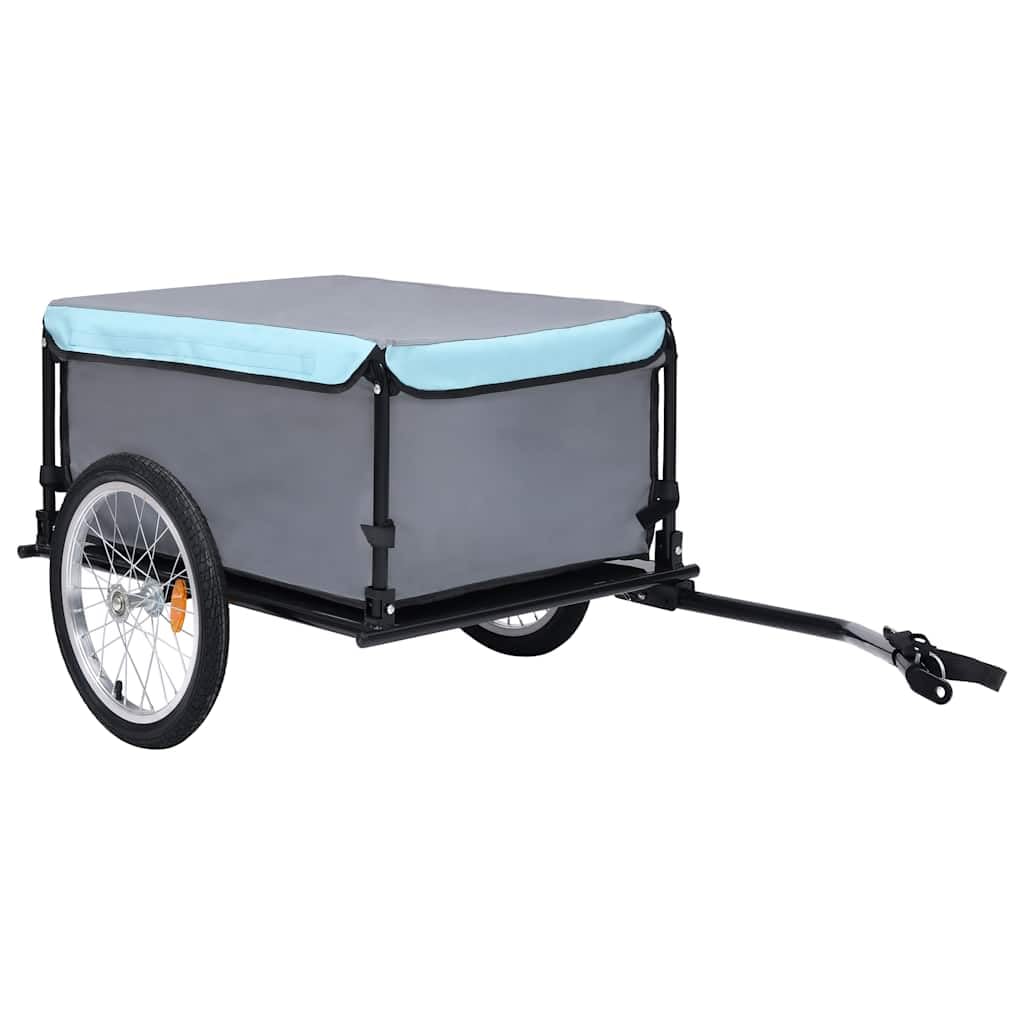 Mangloder Remolque para bicicleta, color gris y azul, resistente, plegable, con capota impermeable para la familia, compras, camping, excursión, transporte de perros, equipaje, niños y mascotas