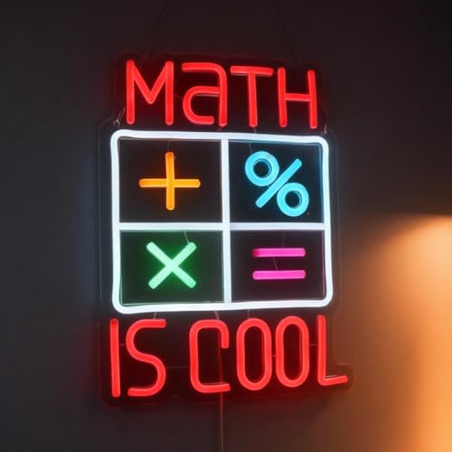 Image of Math Is Cool Neon Sign, Math Lover Led Neon Light, Bookish LED Signs, Classroom Study room Decorative Lights, Kid's Room Decor,Game Room Wall Art Decorations Christmas Birthday Gifts