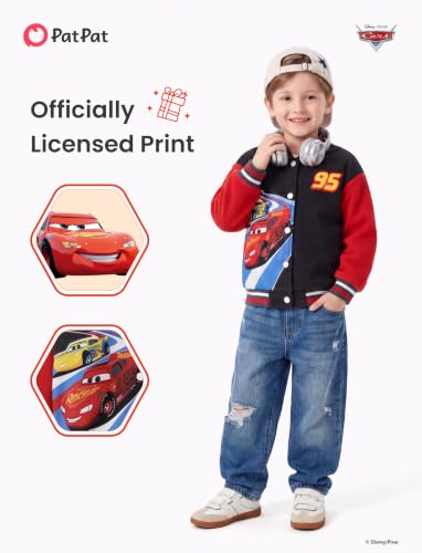 Image of Disney Marvel Bomber Jacket Spider Man Toy Story Cars Varsity Cardigan2-13Y | Officially Licensed Snap Button Coat,Fall Star Wars Graphic Cloth Top,Hulk Venom Stitch Mickey Lightning Mcqueen Kids Apparel