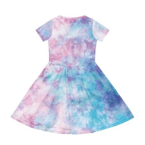 Girl's Casual Dresses for Girls Short Sleeve Dress with Pocket A-Line Swing Dress 2-14 Years2