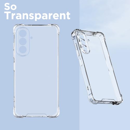 Image of Amazon Basics Back Cover for Samsung Galaxy A56 5G PC + TPU Clear Transparent Raised Edges Shockproof Protective Phone Bumper Case(Transparent)