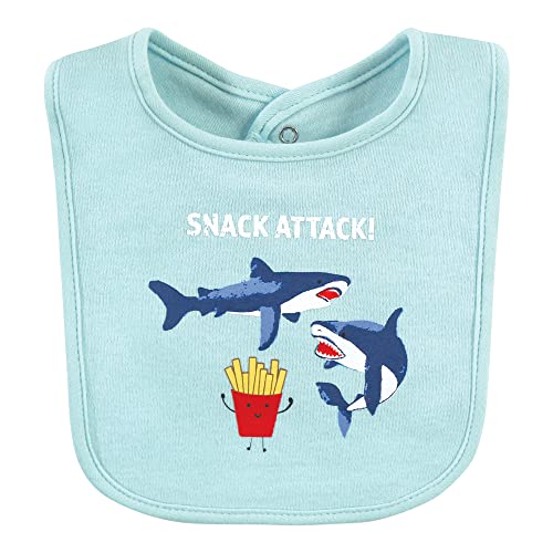 Image of Hudson Baby Unisex Baby Cotton Bibs, Shark, One Size