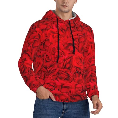 Skull And Flowers Men'S Hooded Sweatshirts Long Sleeve Sweatshirt With Pocket-